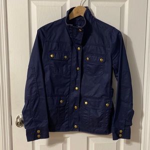 J crew Navy Downtown field jacket utility raincoat waxed Small